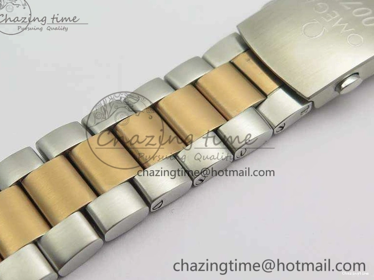 0412 Seamaster Pro Chrono SS RG OM Best Edition Blue Ceramic Blue Dial On SS RG Bracelet A Snug 8129